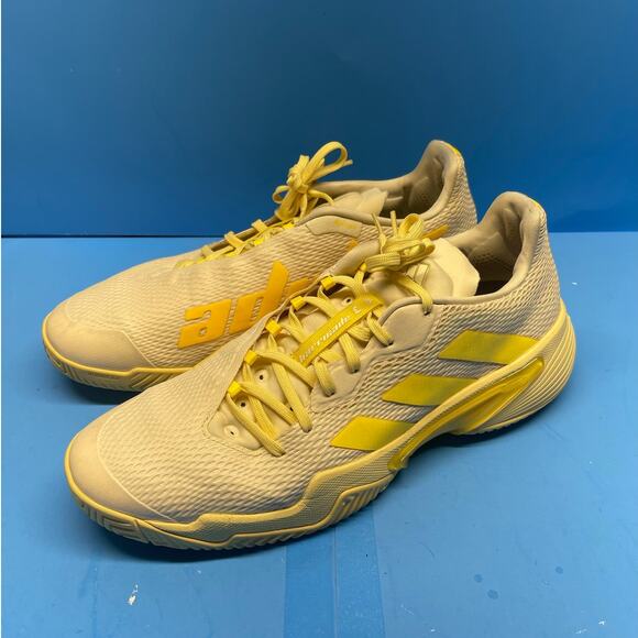 Adidas Tennis Barricade Ecru Tint Beam Yellow Court Shoes  Men's Sz 12 - Picture 1 of 11